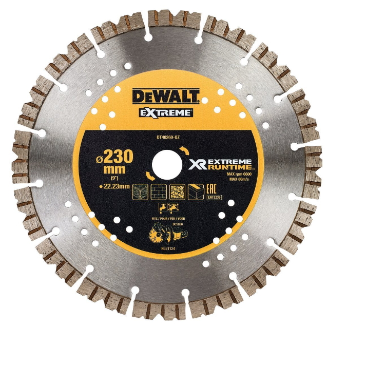 DeWalt DT40260-QZ DT40260-QZ-Hoja de Diamante Extreme RUNTIME 230mm, Arándano