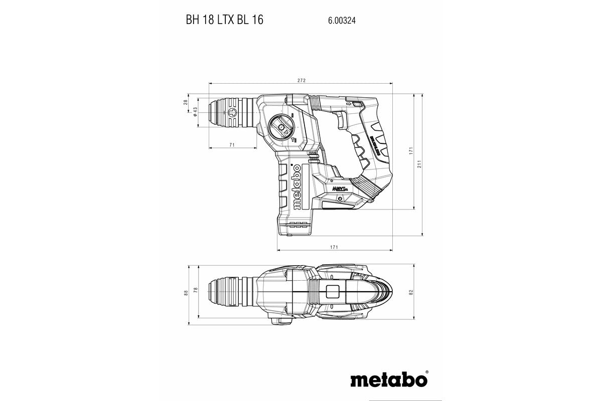 Metabo 600324500 - Martillo perforador de batería BH 18 LTX BL 16