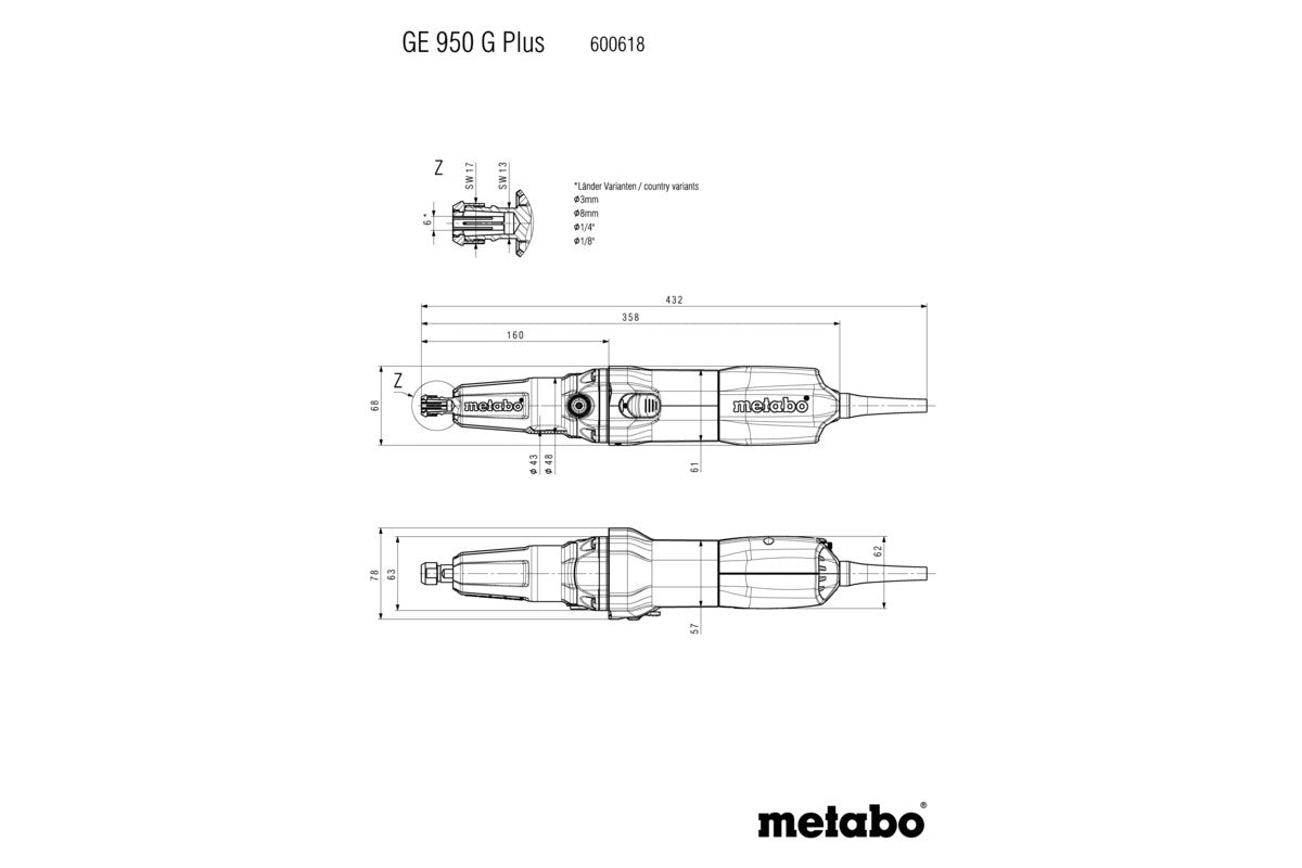 Metabo 600618000 - Amoladora recta GE 950 G Plus