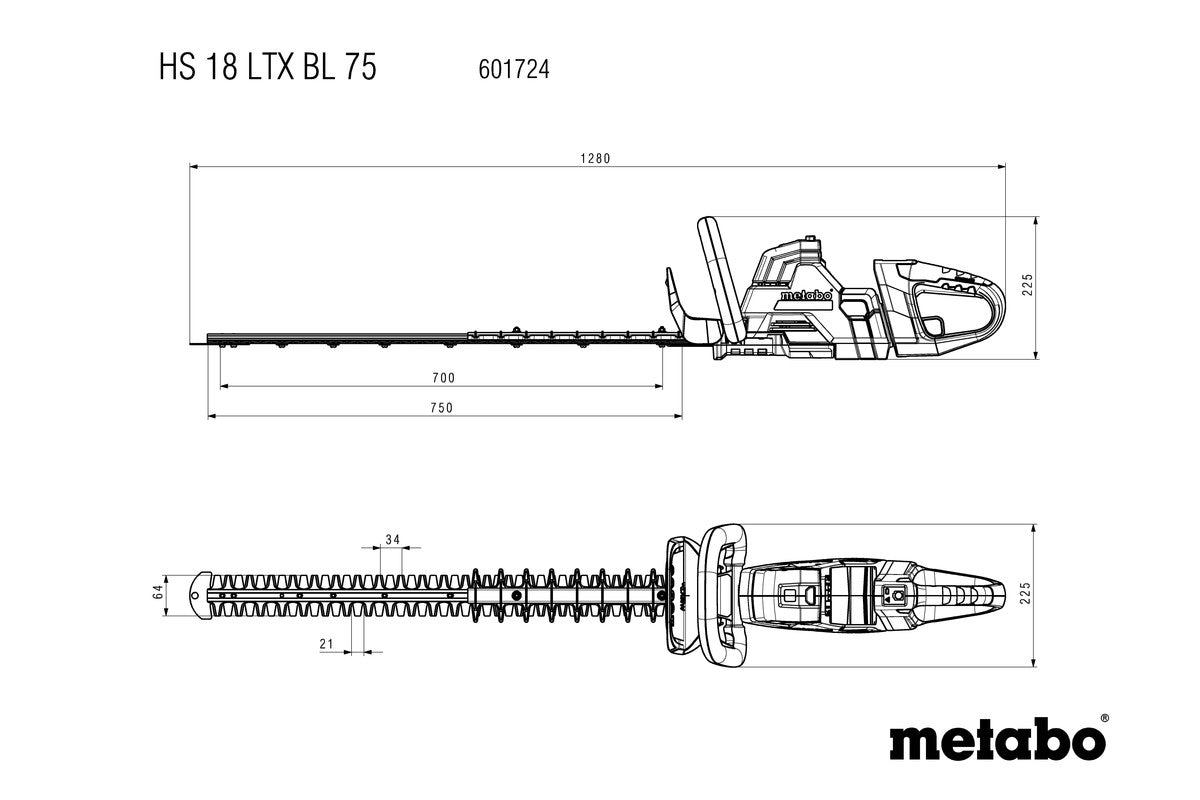 Metabo 601724850 - Cortasetos de batería HS 18 LTX BL 75