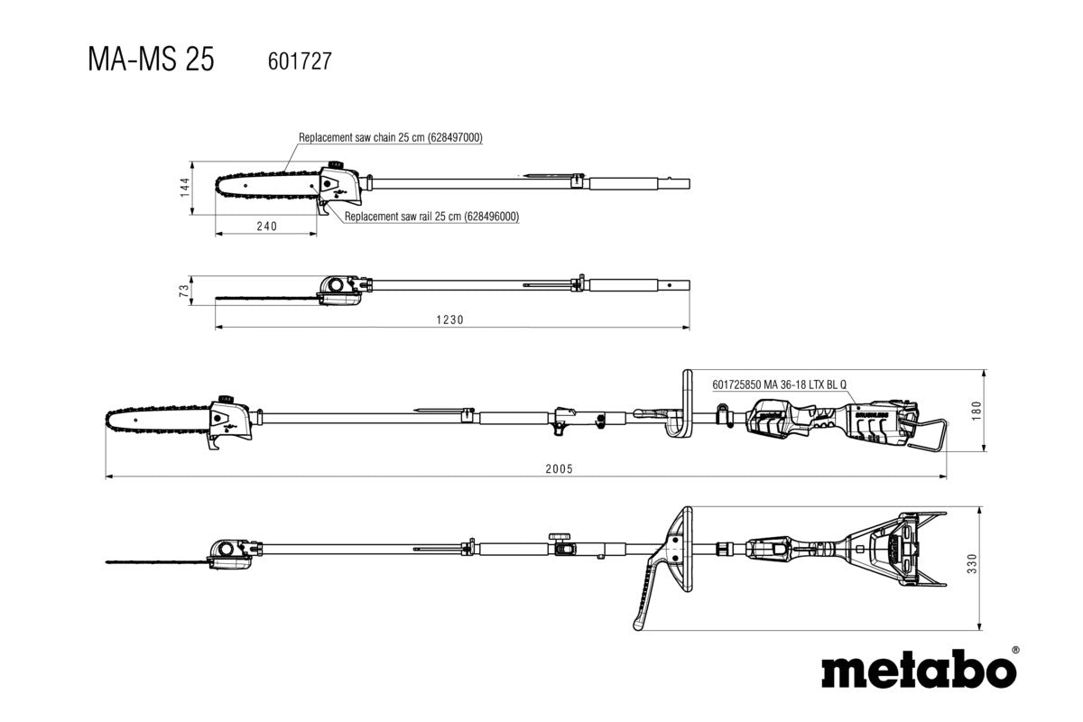 Metabo 601727850 - Accesorio para podadora de pértiga MA-MS 25