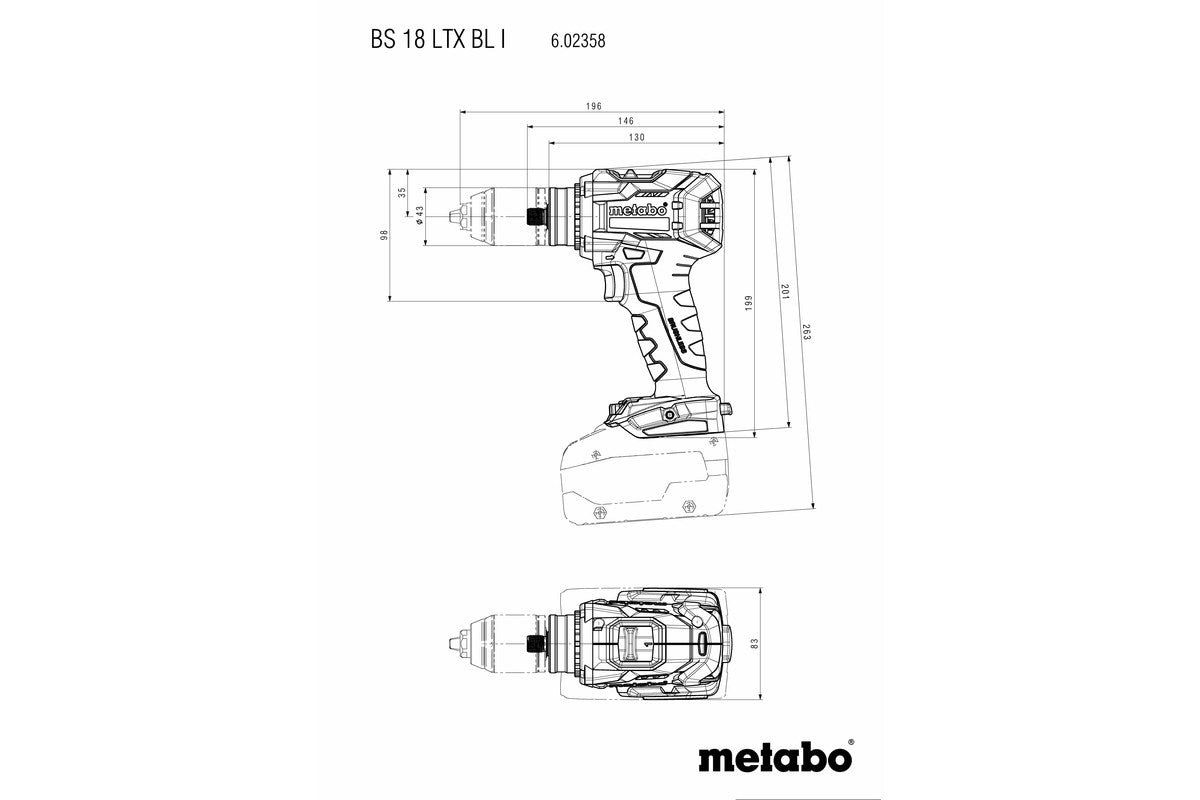 Metabo 602358840 - Taladro atornillador de batería BS 18 LTX BL I