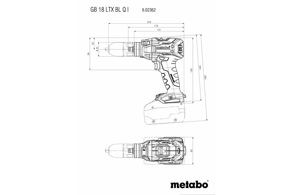 Metabo 602362840 - Taladro/roscador de batería GB 18 LTX BL Q I