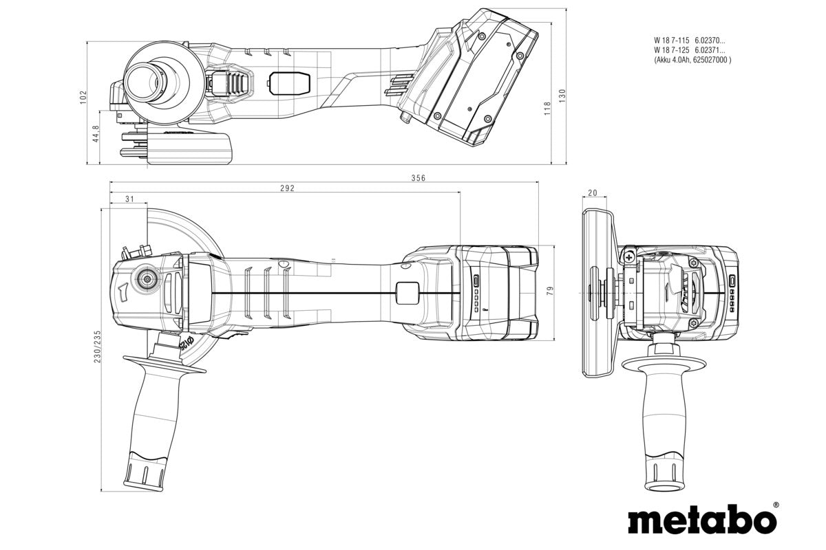 Metabo 602371510 - Amoladora angular de batería W 18 7-125
