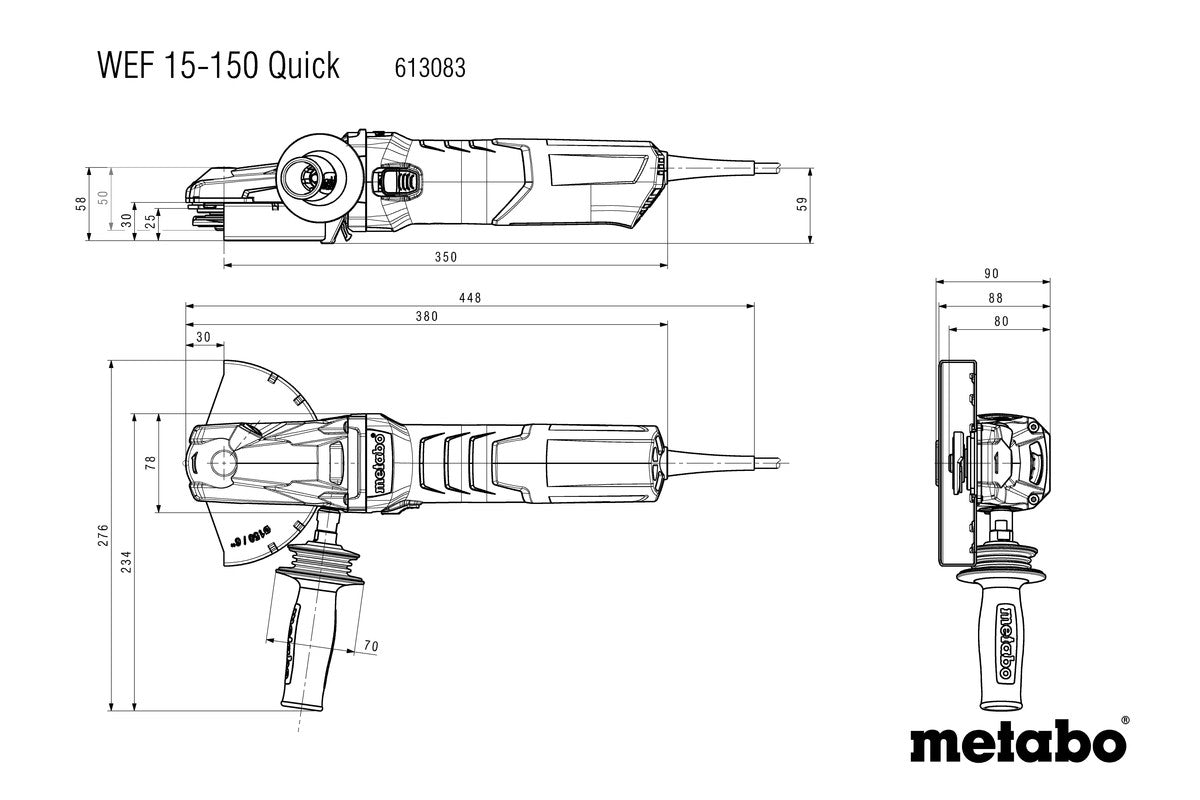 Metabo 613083000 - Amoladora angular de cabeza plana WEF 15-150 Quick