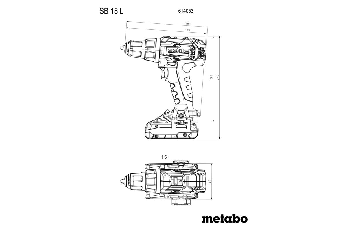 Metabo 614053710 - Taladro atornillador de percusión de batería SB 18 L Set