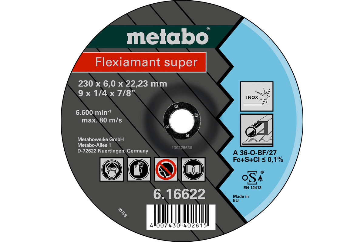 Metabo 616747000 - Clase de calidad A 36-O "Flexiamant Super" Inox - Lote de 25 uds