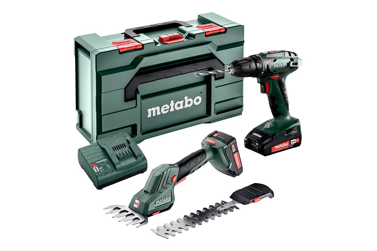 Metabo 685186000 - Set combinado 2.2.5 18 V: taladro BS 18 y tijera SGS 18 LTX Q, 2x2,0 Ah
