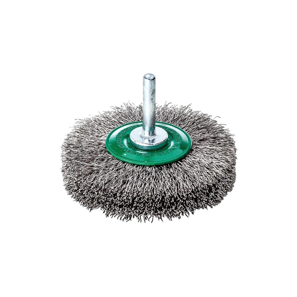 LessMann 417462 - Wheel brushes with 6 mm shank dia 70 x 9 mm steel wire stainless RO4 crimped 0,30 mm W.-Nr. 1.4401