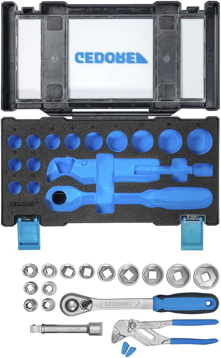 GEDORE 19 DMU 183 - 1/2" socket wrench set with wrench pliers (3416121)
