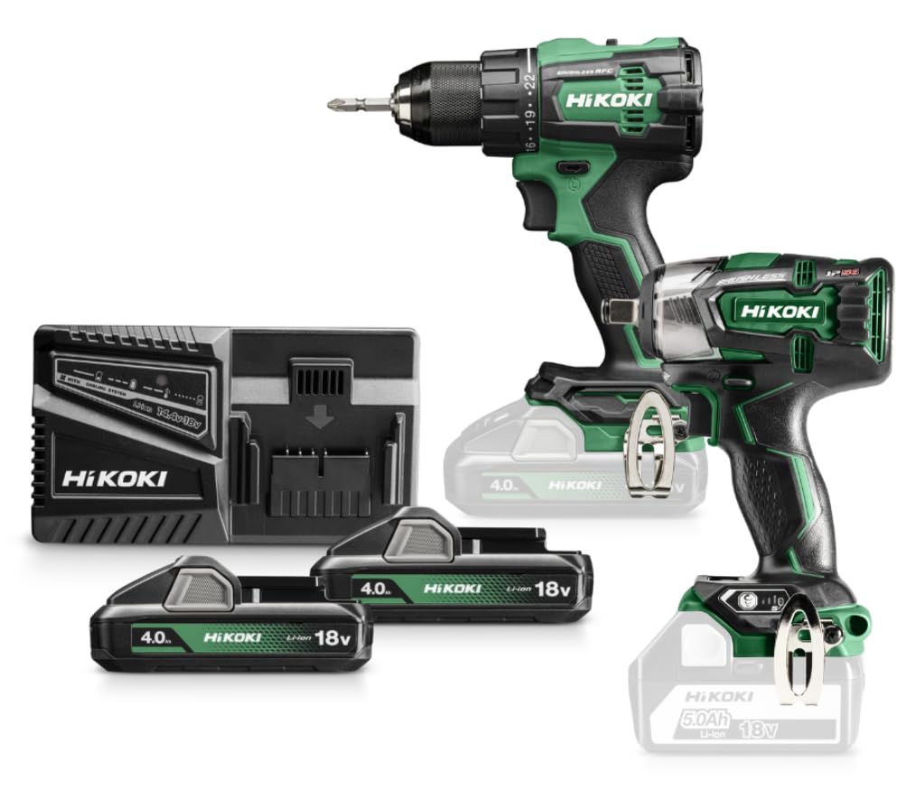 Hikoki KC18DEWFZ - Kit 18V taladro atornillador DS18DE + llave de impacto WR18DBDL2, 2x4,0 Ah, maletín