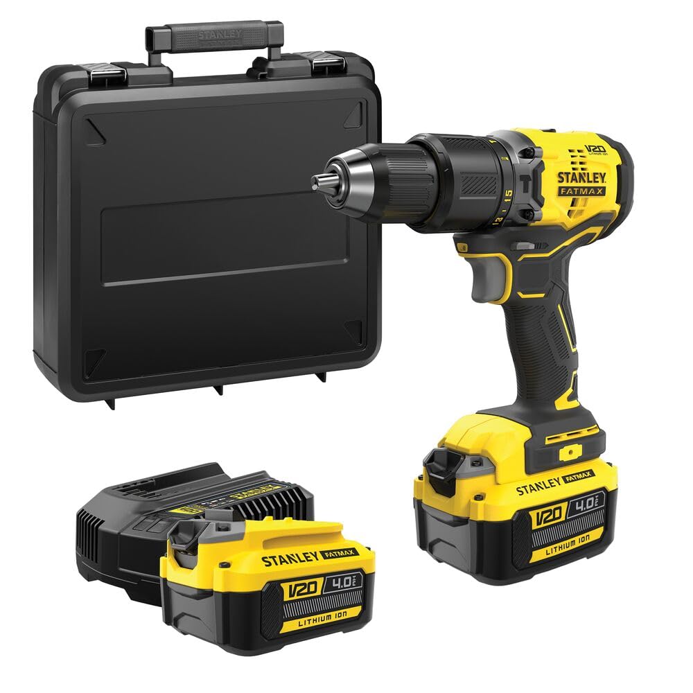 Stanley SFMCD715M2K-QW - Taladro percutor FatMax V20 18 V brushless 60 Nm, 2 baterías de 4,0 Ah