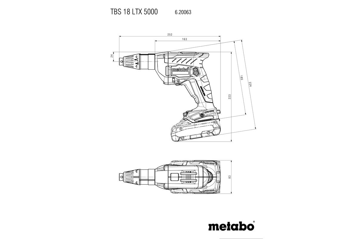 Metabo 620063500 - Atornillador para tabiques de batería TBS 18 LTX BL 5000