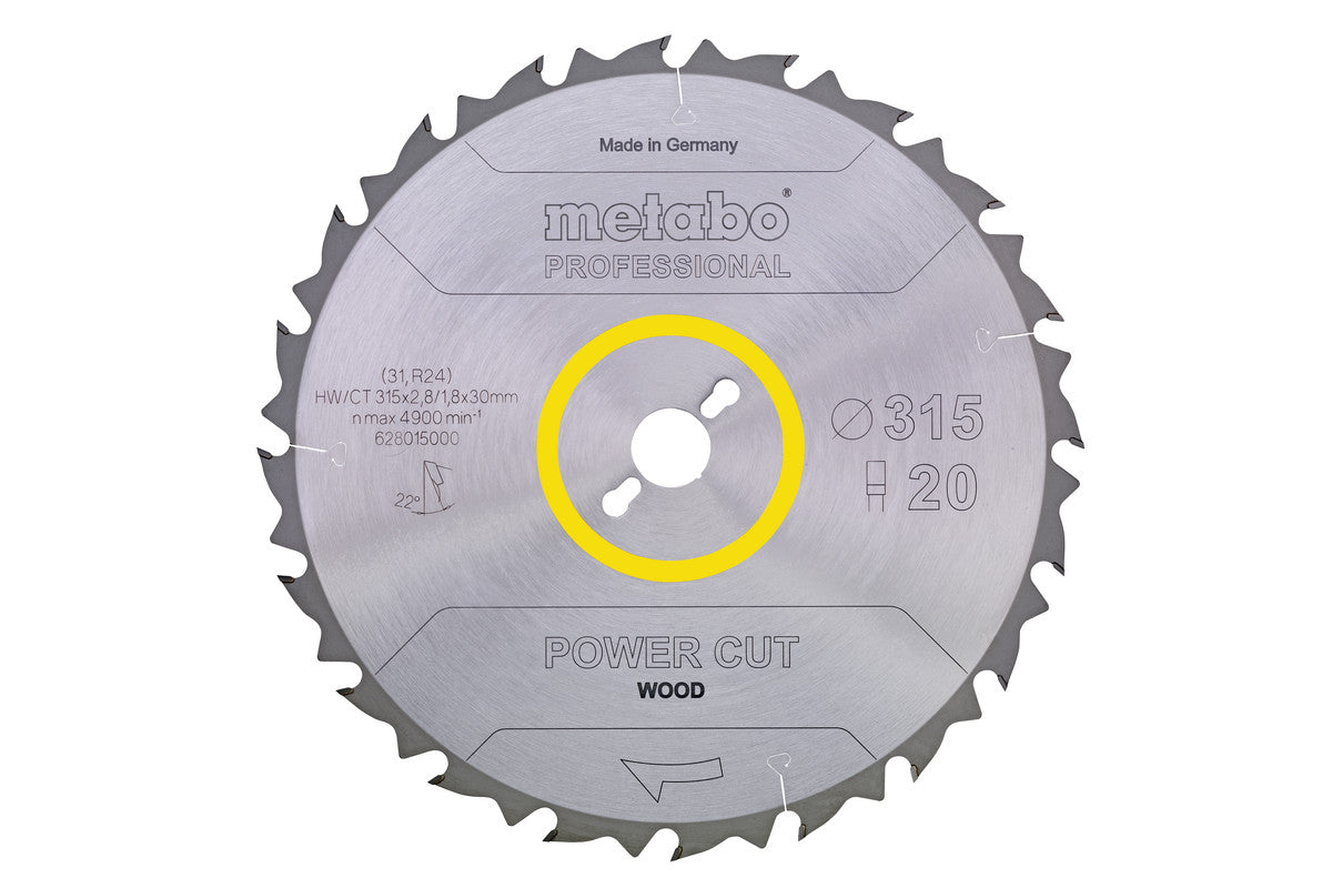 Metabo Hojas para sierras circulares "power cut wood", calidad professional, para sierras circulares semiestacionarias — 628015000