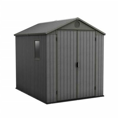 Keter Caseta Jardin Exterior Resina Darwin 6x8,4,5m2,Efecto Madera,Ventana