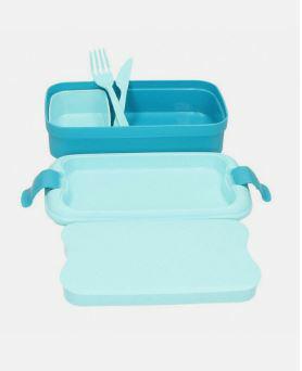 Curver 00768-b36 – 00 Lunch & Go - Caja de Almuerzo con Cubiertos de plástico, Azul, 23,5 x 13,5 x 6,3 cm