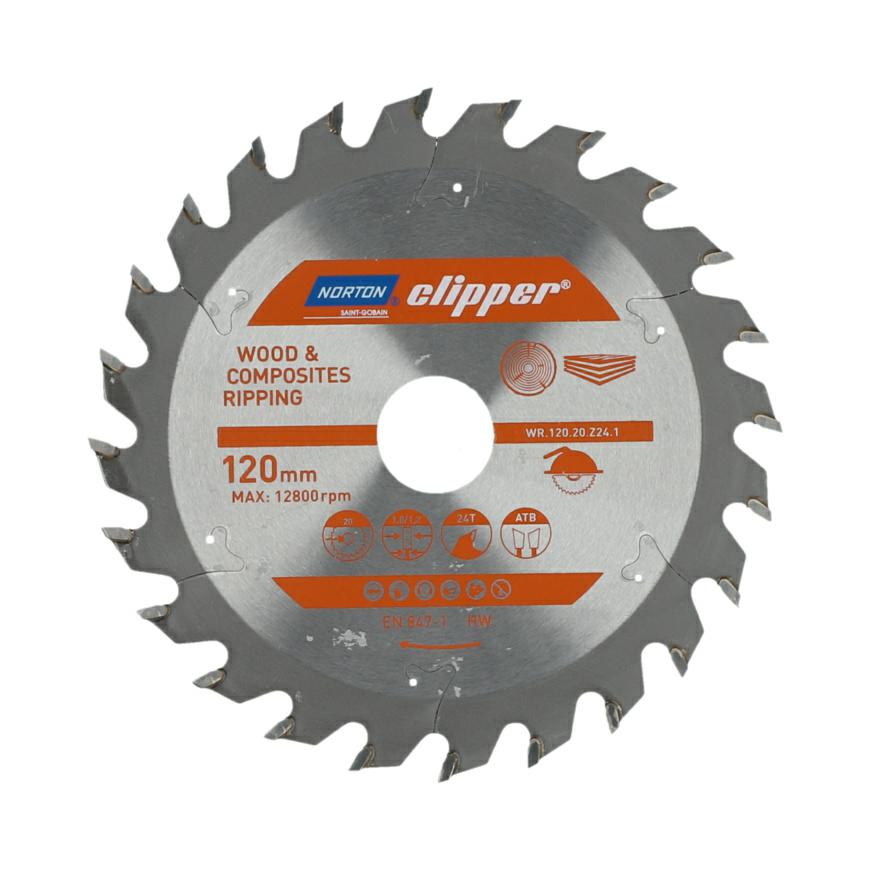 Norton 70184608032 - Disco de sierra circular para madera y materiales compuestos, dentado ATB, Z24, 120 x 20 mm, espesor 1,8/1,2 mm