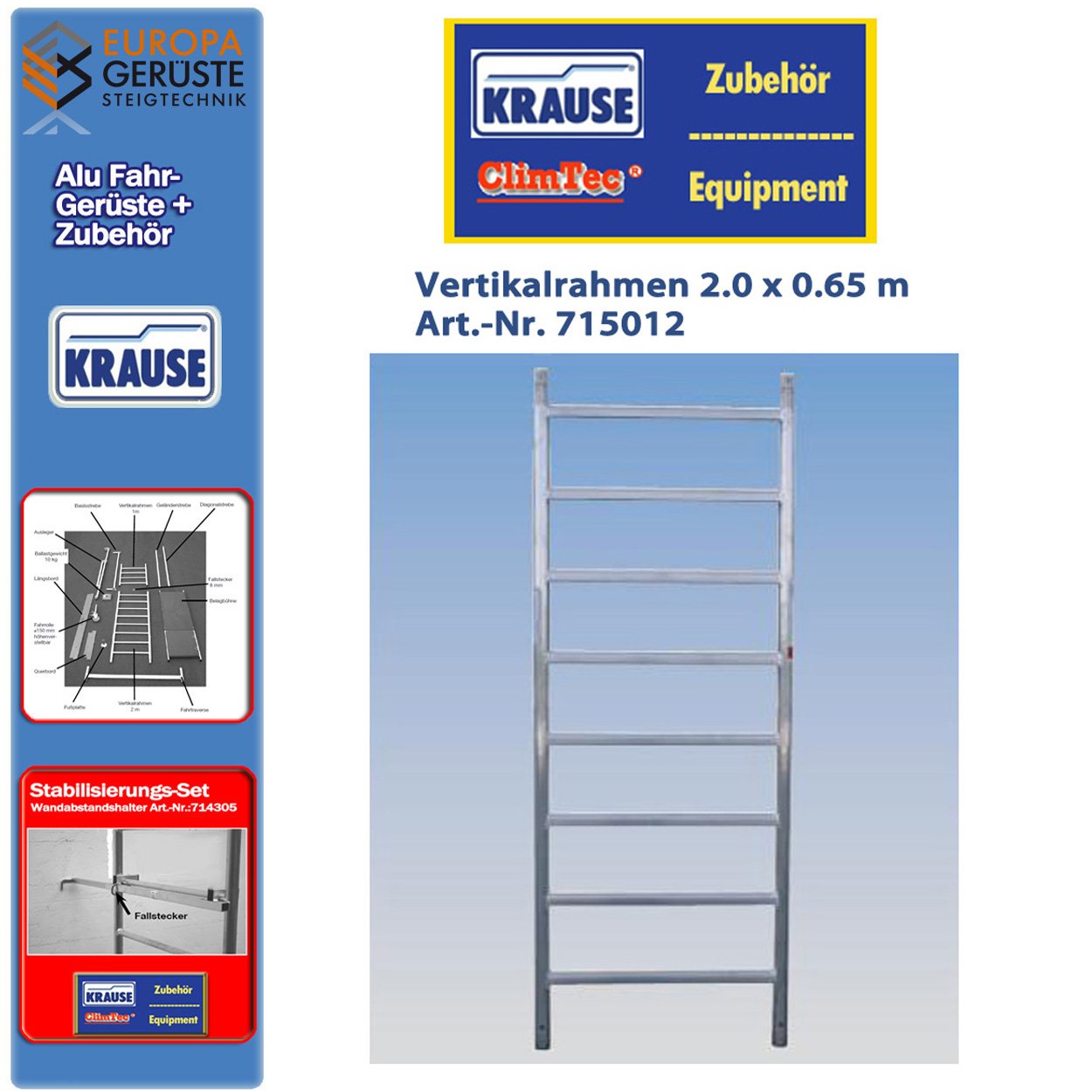 Krause 715012 - Marco vertical ClimTec, 2,00x0,65 m