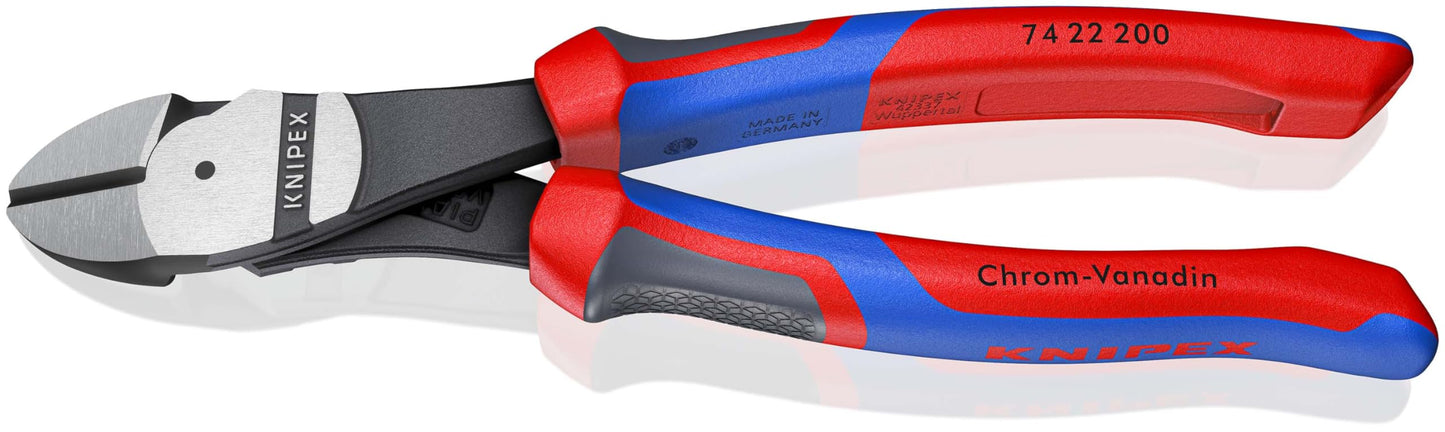 Knipex 74 22 200 - Alicate de corte diagonal de fuerza Knipex 200 mm. con mangos bicomponentes y boca en ángulo de 25º