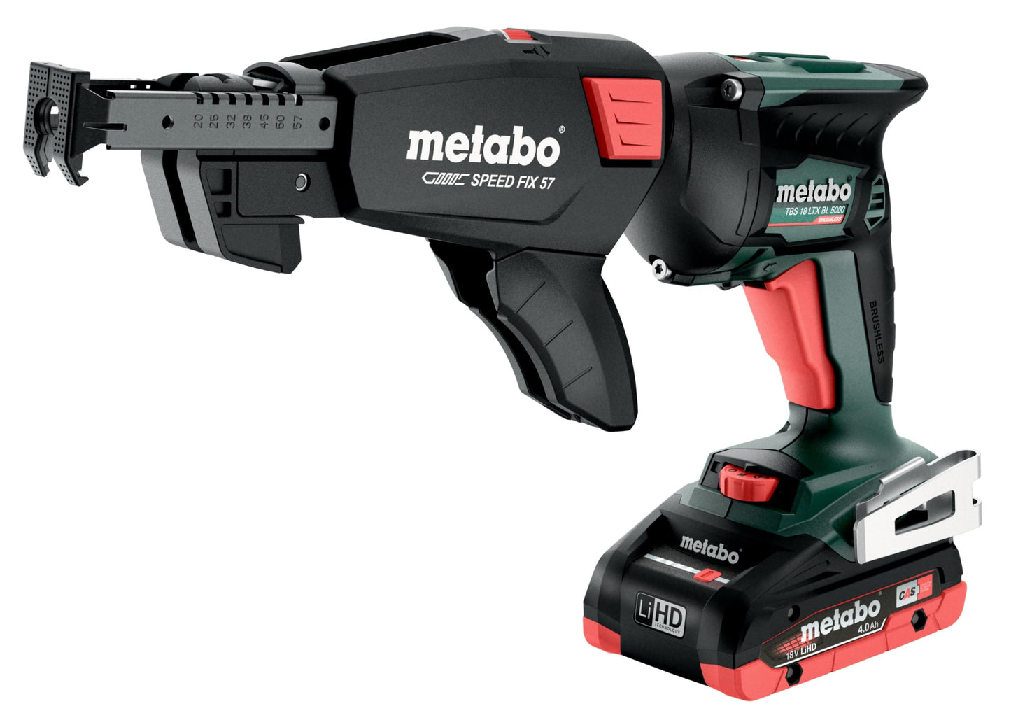 Metabo 620063540 - Atornillador de batería para placa de yeso TBS 18 LTX BL 5000, 2x4,0 Ah LiHD