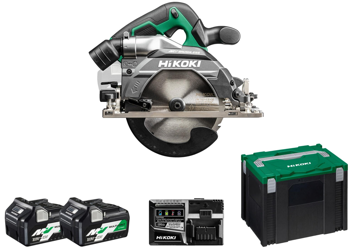 Hikoki C3606DBWPZ - Sierra circular a batería 36V MultiVolt 165 mm sin escobillas con maletín