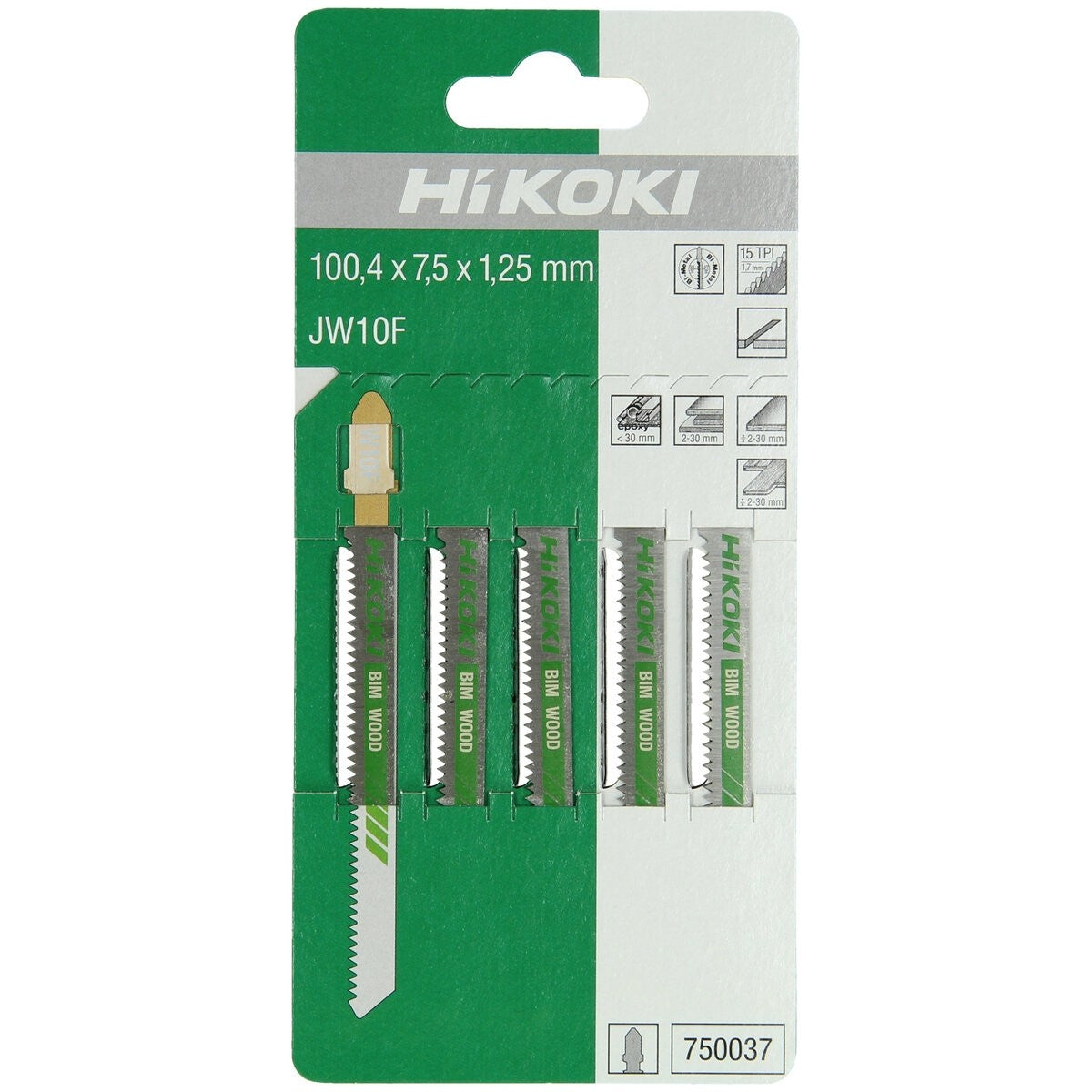 Hikoki 750037 - 5 hojas de sierra de calar madera BIM JW10F/T101AIF
