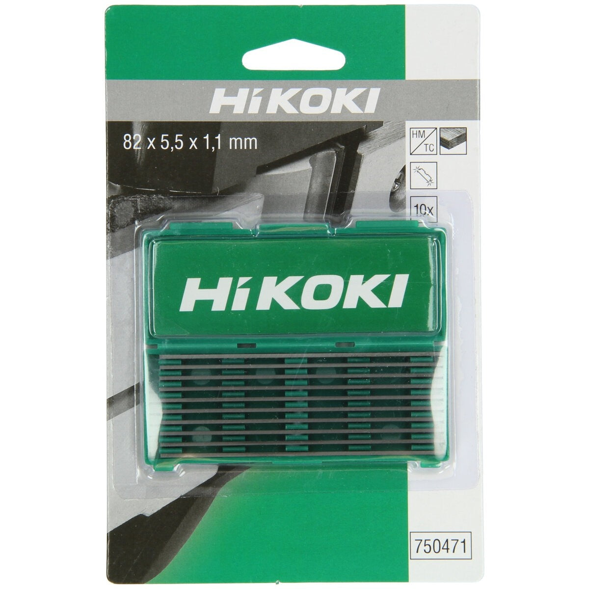 Hikoki 750471 - 10 cuchillas de cepillo reversibles HM 82mm - Lote de 10 uds