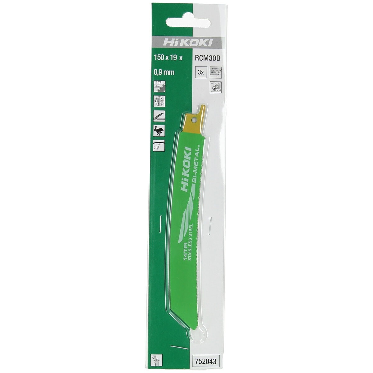 Hikoki 752043 - 3 hojas de sierra de sable acero inoxidable BIM RCM30B/No. 341