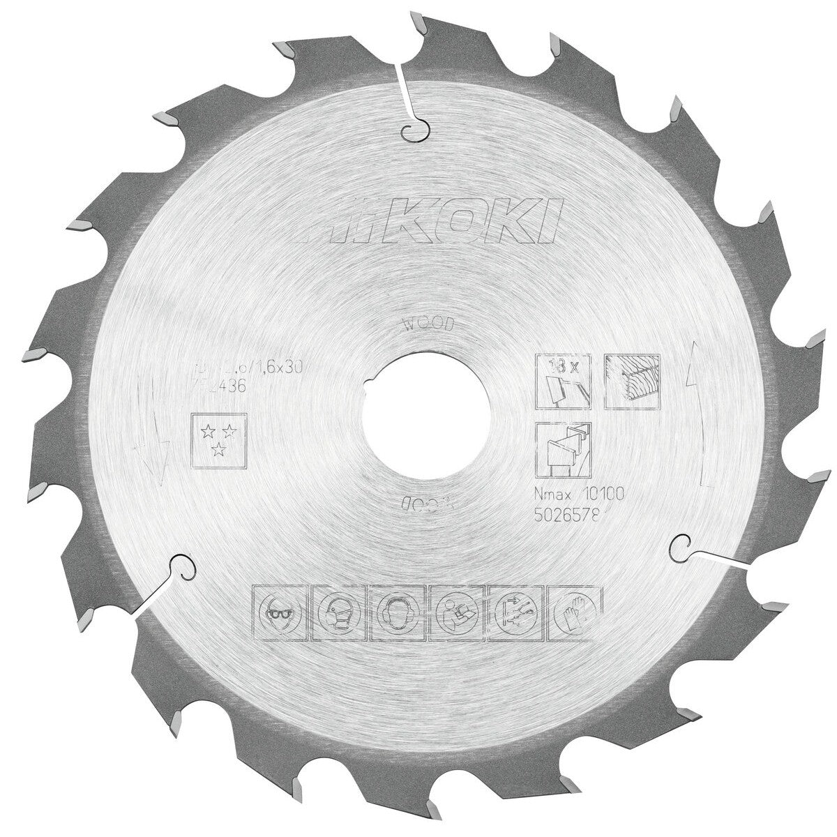 Hikoki 752436 - Hoja de sierra TCT madera 190x30xZ18 diente alterno