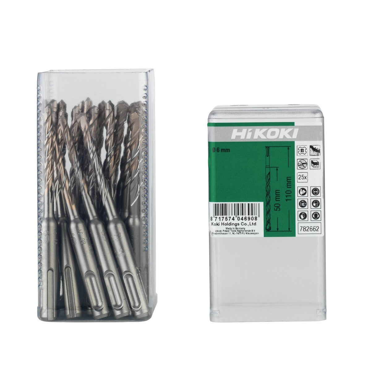 Hikoki 782651 - 25 brocas para martillo SDS-Plus 2 cortadores 4 x 50/110 mm