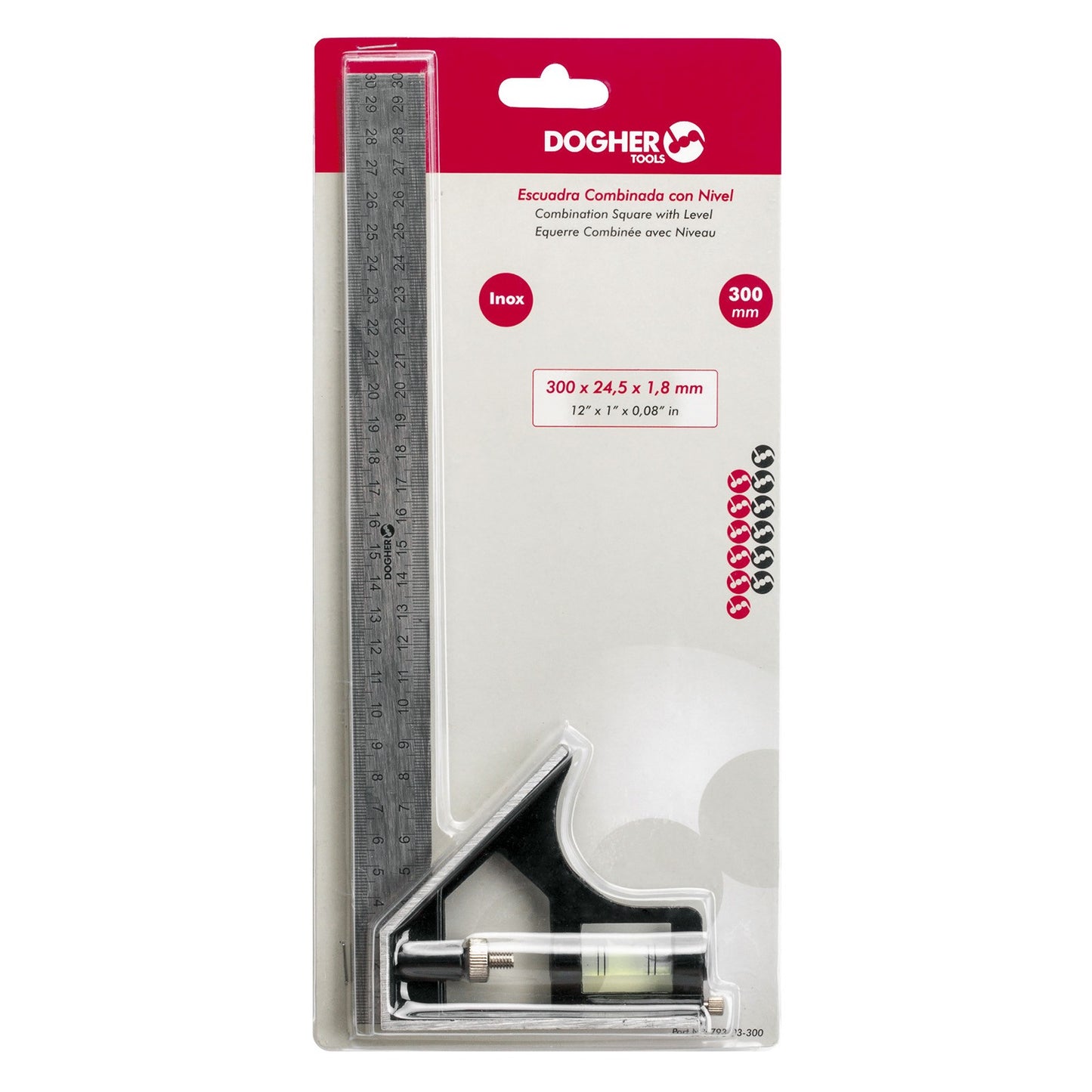 Dogher 793-03-300 - Escuadra Combin.C/Nivel 300X24.5X1.8Mm