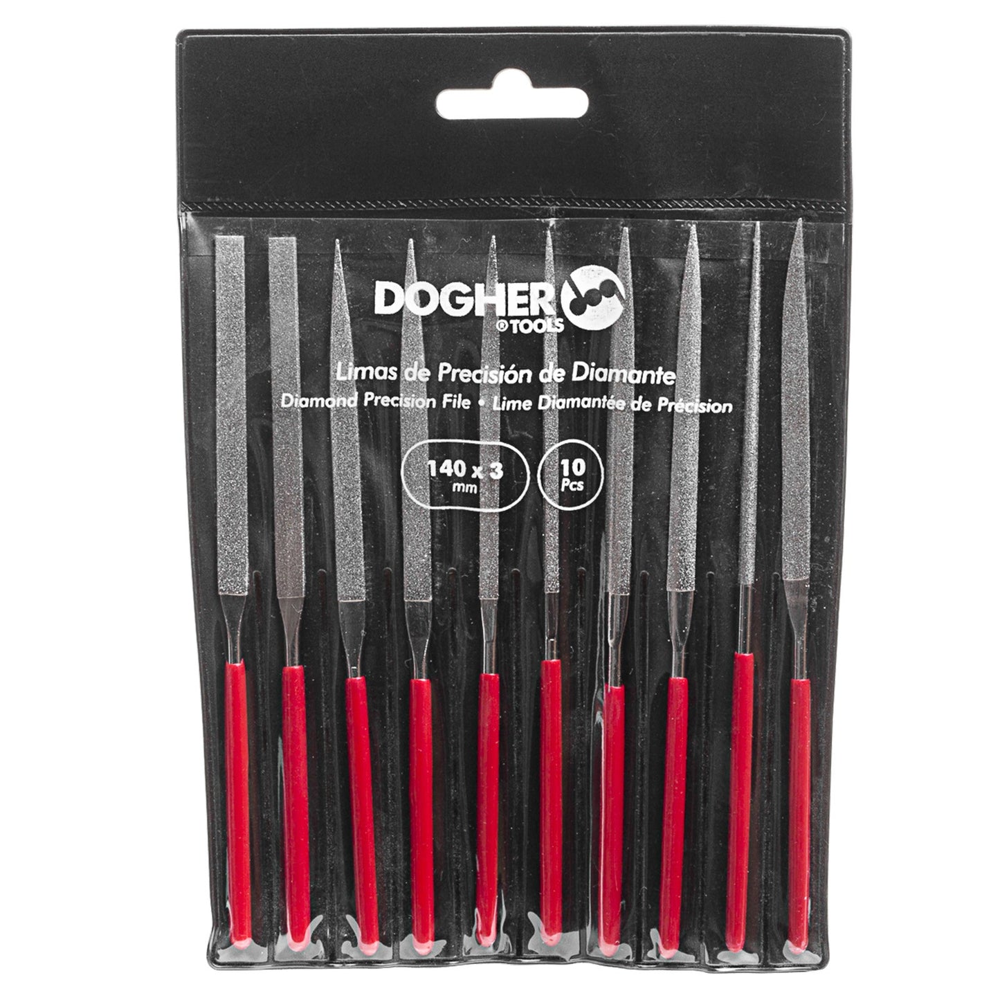 Dogher 816-001 - Juego 10 Limas Aguja De Diamante 140Mm