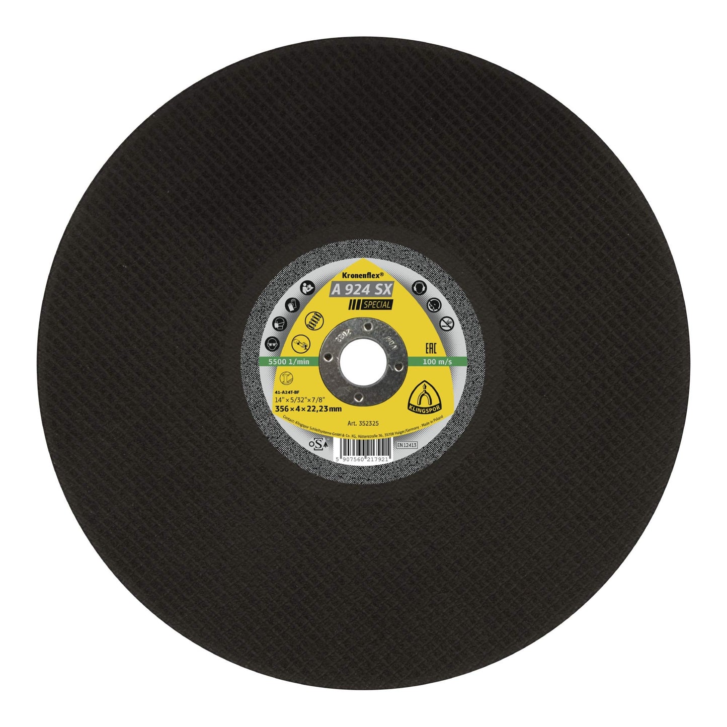 Klingspor 353097 - Disco de corte Kronenflex A 924 SX para raíles de ferrocarril, 350 x 4 x 25,4 mm
