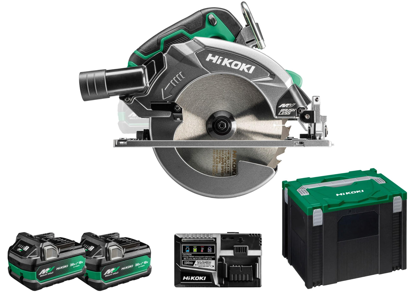 Hikoki C3607DBWRZ - Sierra circular a batería 36V MultiVolt 190 mm 2x2,5Ah con maletín