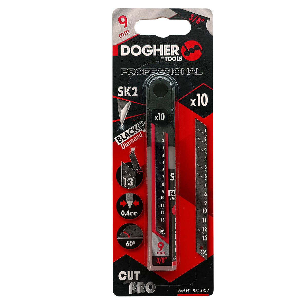Dogher 851-105 - Tubo 10 Cuchillas 30º BLACK SK2 80x9 mm