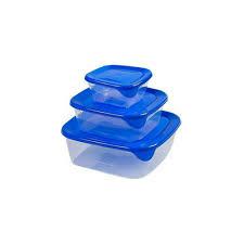 Curver 2045388 Fresh & Go Box Frescura Cuadrado Plástico Transparente/Azul Conjunto de 3