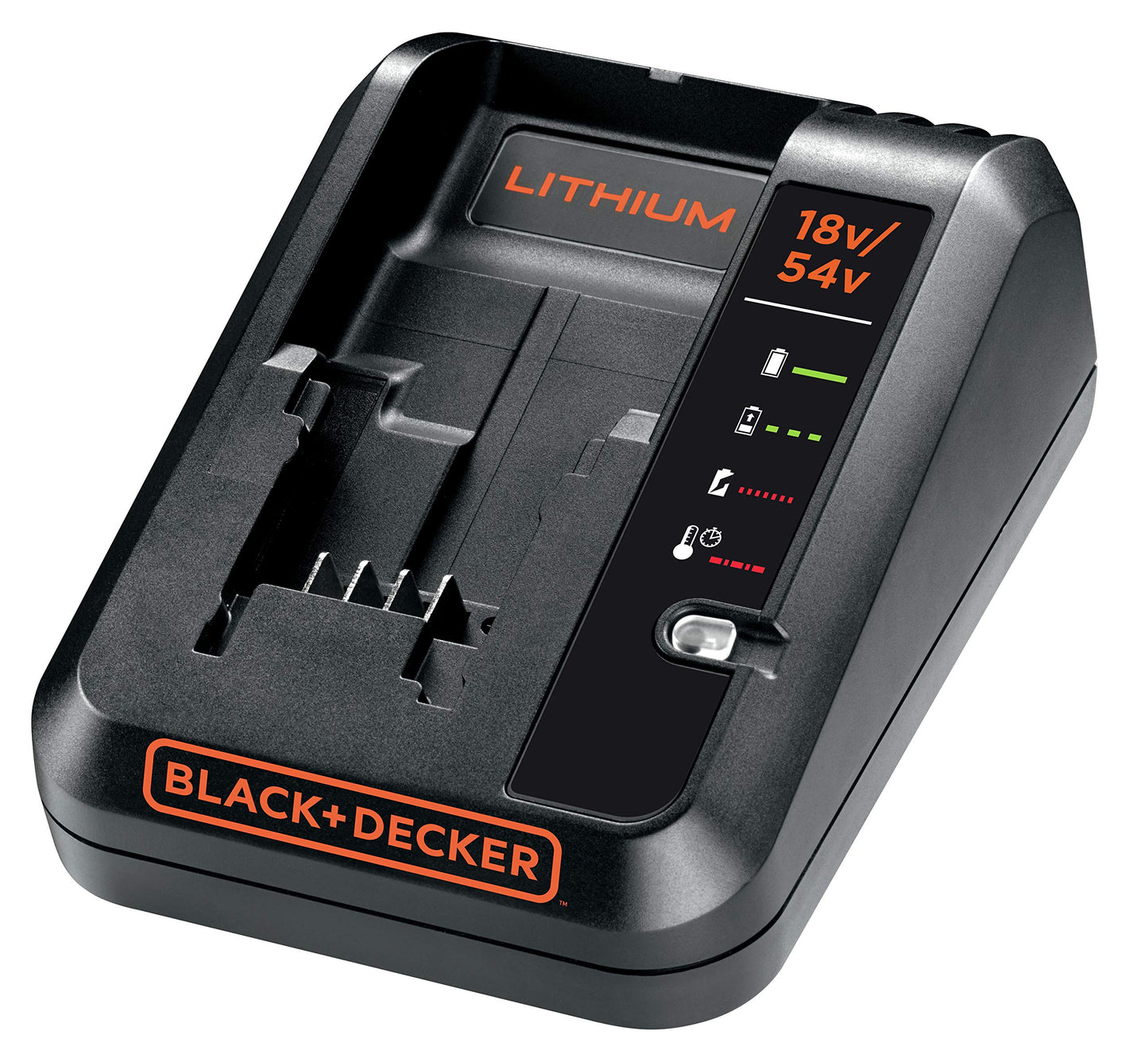 BLACK+DECKER BDC2A - Cargador de 18-54V 2Ah para Baterías de Litio, Tiempo de carga de 54V 1,5 Ah en 45 min, Tiempo de carga de una batería de 54 V y 2,5 Ah en 75 min