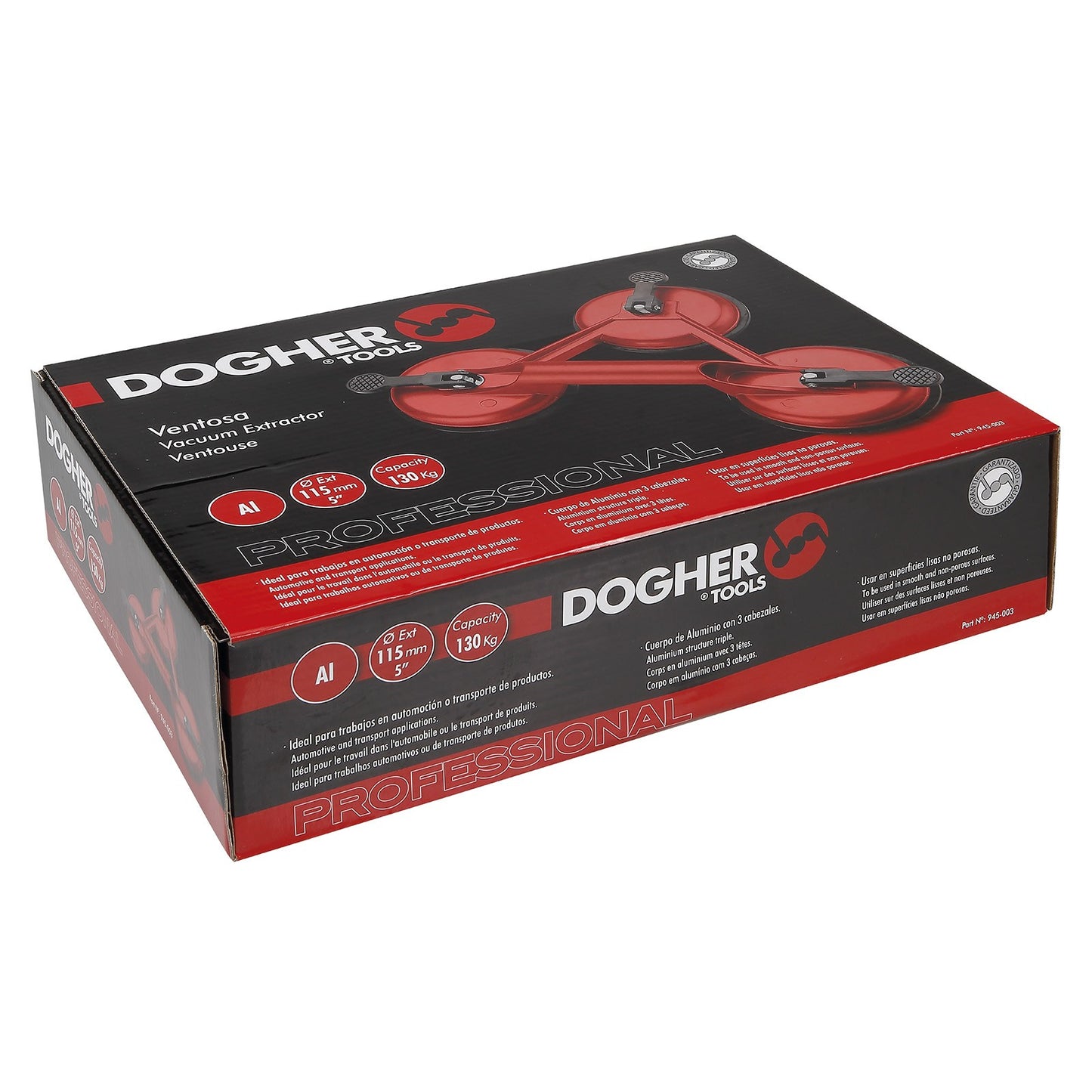 Dogher 945-003 - Ventosa Triple Aluminio 130Kgs