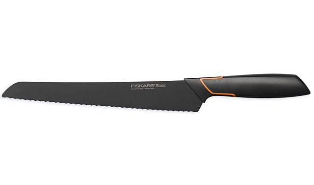 Fiskars Cuchillo para pan, Diseño moderno, Longitud total: 35 cm, Acero de calidad/Plástico, Edge, 1003093