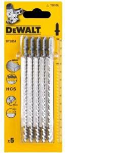 DeWalt DT2051-QZ - Hojas de sierra de calar HCS, 132 mm, paso de 4 mm, para madera y fibra de madera, corte grueso y rápido