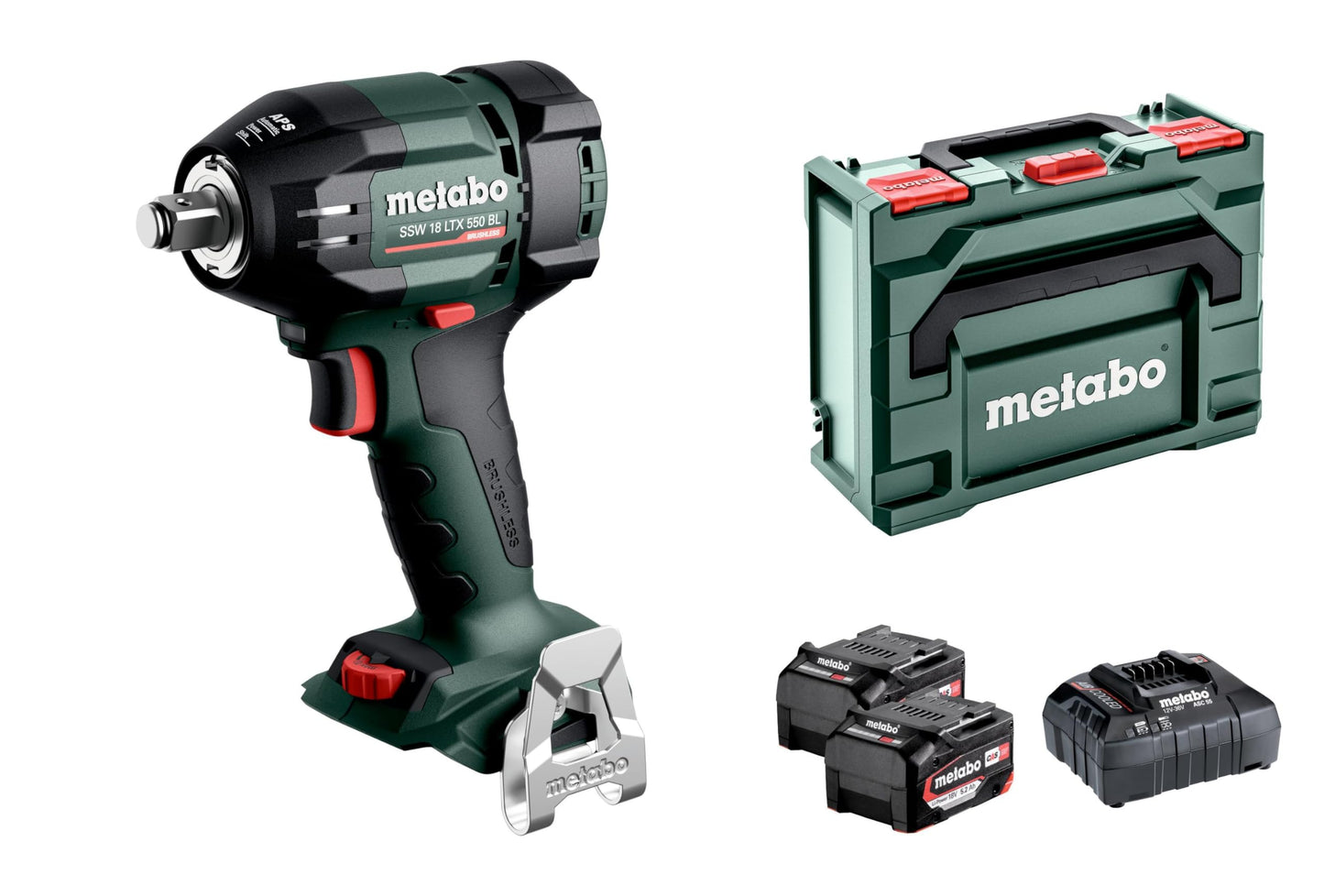 Metabo 602404650 - Llave de impacto de batería SSW 18 LTX 550 BL, 550 Nm, 2x5,2 Ah, metaBOX