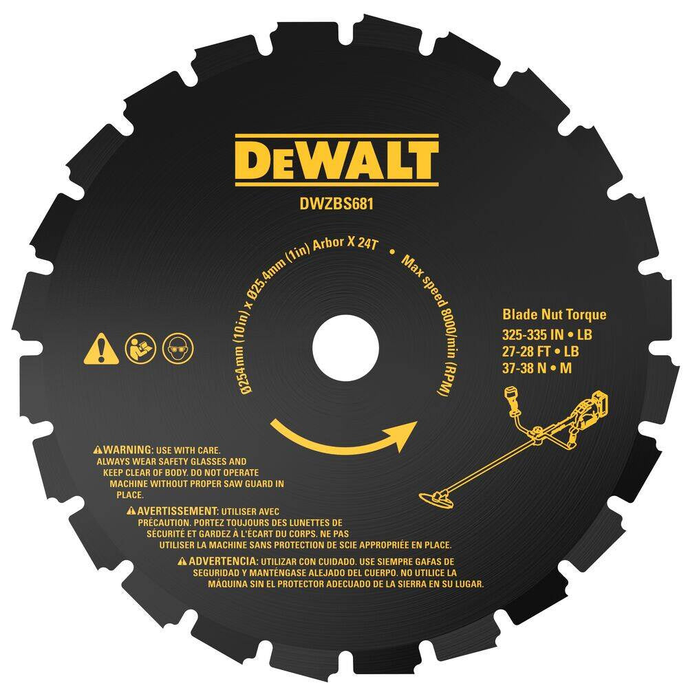 DEWALT Hoja de 24 dientes para Desbrozadora para uso profesional para mejorar el rendimiento en cada uso con detalle técnico 24 DCMBS723N