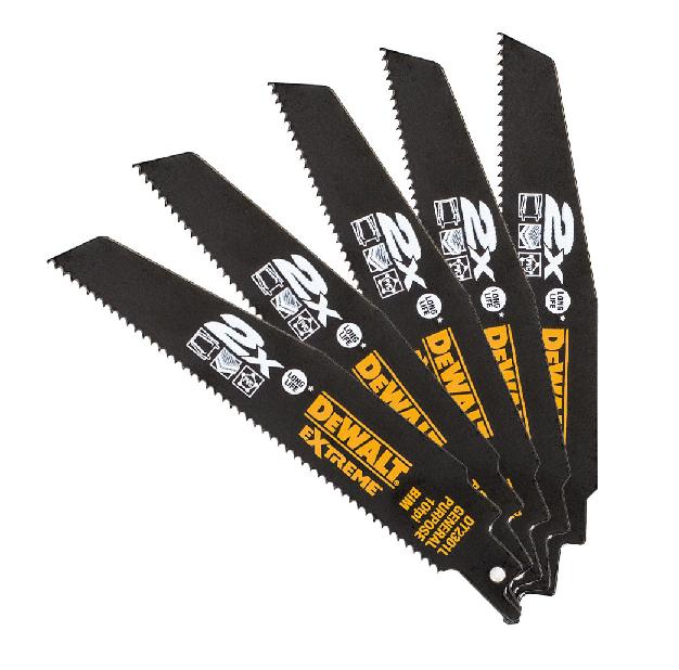 DeWalt DT2301L-QZ DT2301L-QZ-Hoja de Sierra Sable bi-Metal Extreme 2X de demolición, Longitud: 152mm, Paso de Diente: 1mm para Uso General, 0 W, 0 V, Arándano