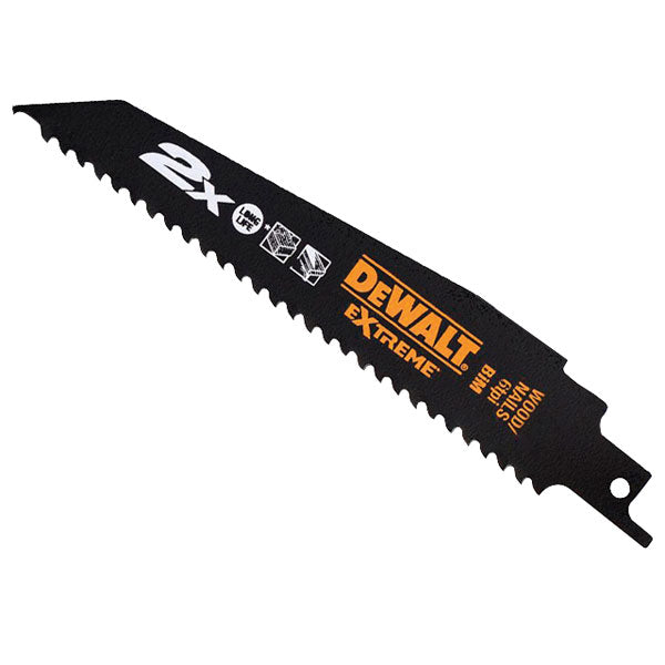 DeWalt DT2307L-QZ DT2307L-QZ-Hoja de Sierra Sable bi-Metal Extreme 2X de demolición, Longitud: 228mm, Paso de Diente: 4,2mm para Madera y Clavos, 0 W, 0 V, Arándano