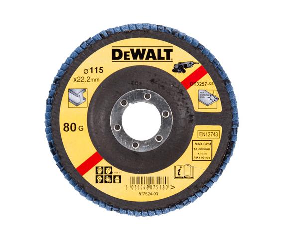 Dewalt DT3257-QZ - Discos de fibra Extreme, 180 mm, multilijas cóncavos, 115 mm, grano 80