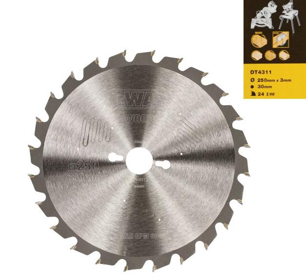 Dewalt DT4311-QZ - Hoja de sierra circular para maquina estacionaria, 250 x 30 mm, 24D