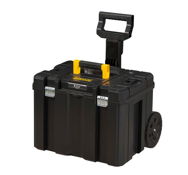 STANLEY FATMAX PRO-STACK caja de almacenamiento móvil de 50L con ruedas resistentes, cierres metálicos y gran capacidad, negro, FMST1-75753