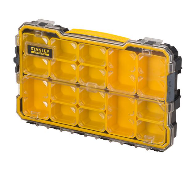 STANLEY FATMAX Organizador 2/3, tapa impermeable, gavetas extraíbles, cierres laterales resistentes, bisagras metálicas, compatible con otros modelos, 44 x 7.5 x 28 cm, FMST1-75779