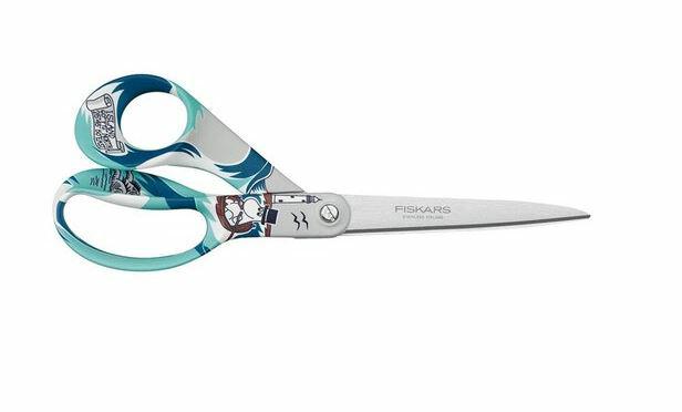 Fiskars X Mumin Tijeras multiusos con diseño Mumin, Para diestros, Longitud: 21 cm, Hojas de acero inoxidable, Papá Mumin, 1005231
