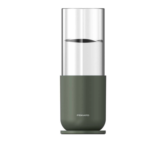 Fiskars Urban Plant Care Recipiente de Cultivo para esquejes, Altura 16,5 cm, Vidrio de Calidad y Soporte metálico Estable, Verde Oliva, 1080911